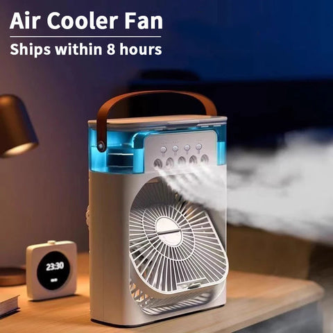 10-Inch Desktop Water Mist Fan – Portable Humidifier Air Cooler with 5-Hole Spray, 3 Speed Modes, and LED Night Light (Not Rechargeable)