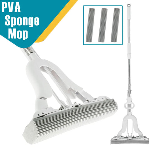 PVA Sponge Mop Self Wringing Sponge Roller Mop with Adjustable Handle Super Absorbent Sponge Floor Mop Household Cleaning Tools