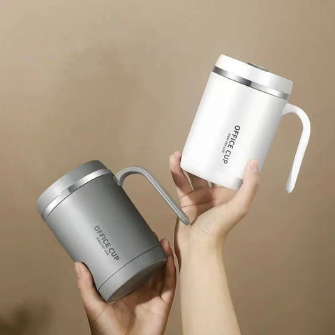 New High Quality Portable 500ML Coffee Cup with Handle and Lid 304 Stainless Steel Breakfast Milk Cup PP Liner Coffee Mug Office