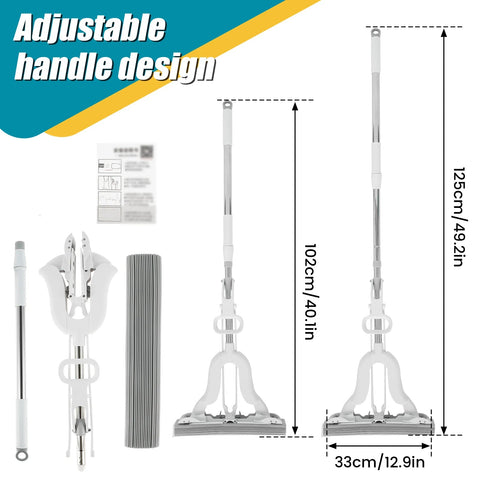 PVA Sponge Mop Self Wringing Sponge Roller Mop with Adjustable Handle Super Absorbent Sponge Floor Mop Household Cleaning Tools