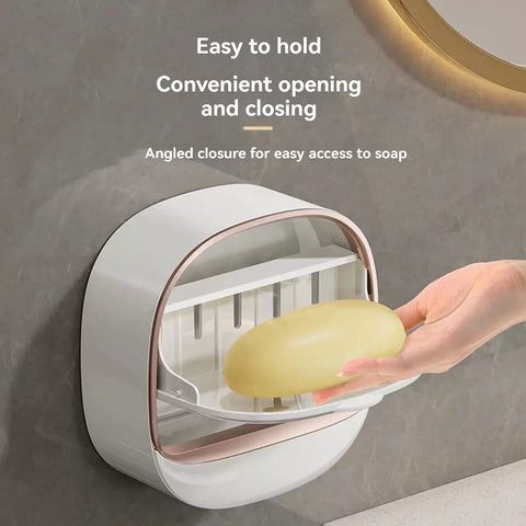 Waterproof Soap Box for Shower, Hanging Soap Holder with Drainage for Bathroom Storage