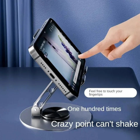 1PC Universal All-Metal Aluminum 360° Rotating Mobile Phone Holder - Folding Double Shaft Design, Stable Anti-Slip Bracket