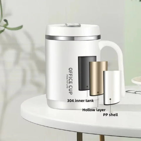 New High Quality Portable 500ML Coffee Cup with Handle and Lid 304 Stainless Steel Breakfast Milk Cup PP Liner Coffee Mug Office