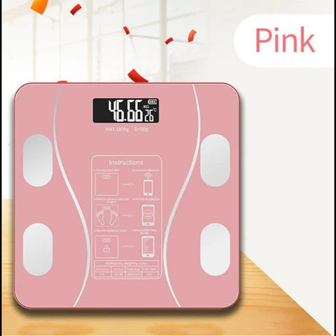 Bluetooth Weighing Scale Bluetooth Body Fat Escamas Smart Electronic BMI Composition Analyzer Weight Scale in Glossy Black with App Working