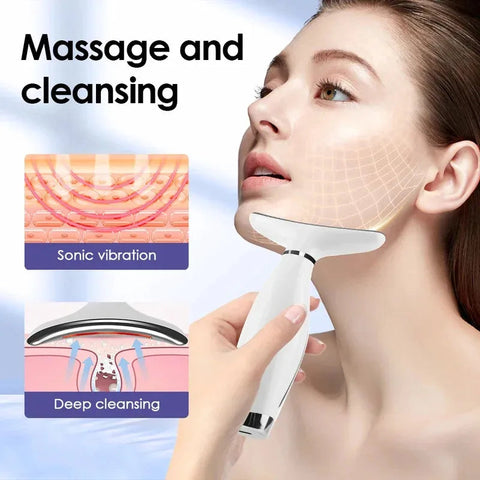 Home Use LED Face Neck Massager 7 Colors Light Therapy 7 Modes 3 Levels Vibration Face Lifting Anti Wrinkle Beauty Instrument