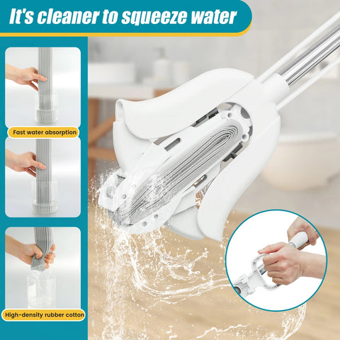PVA Sponge Mop Self Wringing Sponge Roller Mop with Adjustable Handle Super Absorbent Sponge Floor Mop Household Cleaning Tools
