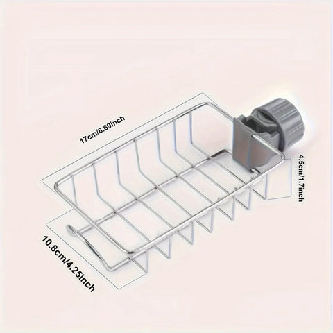 1pc Stainless Steel Sink Storage Rack for Kitchen - Organize Sponges, Scrubbers, and Towels - 7.4/4.7 Inches