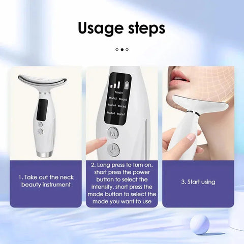 Home Use LED Face Neck Massager 7 Colors Light Therapy 7 Modes 3 Levels Vibration Face Lifting Anti Wrinkle Beauty Instrument