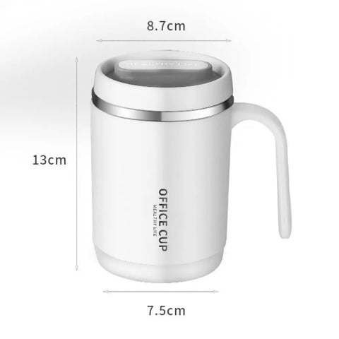 New High Quality Portable 500ML Coffee Cup with Handle and Lid 304 Stainless Steel Breakfast Milk Cup PP Liner Coffee Mug Office
